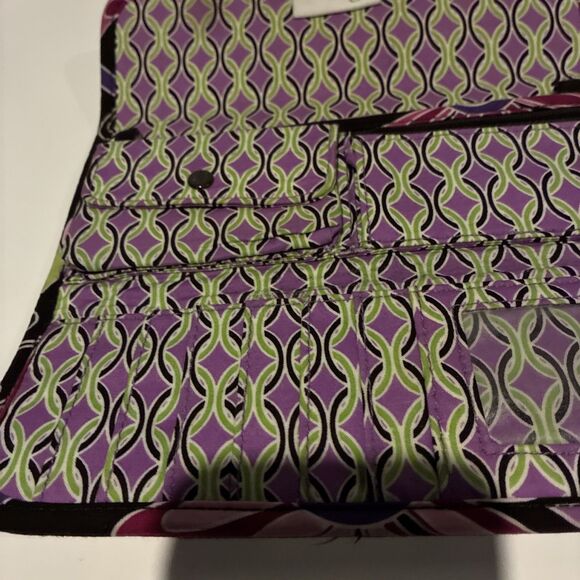 Vera Bradley  Trifold  Wallet- Magnetic Snap/ Black Multicolored Floral- Retired - Picture 8 of 15